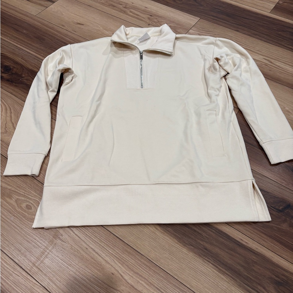 SAGE Collective Cream Quarter Zip Pullover - Picture 3 of 5